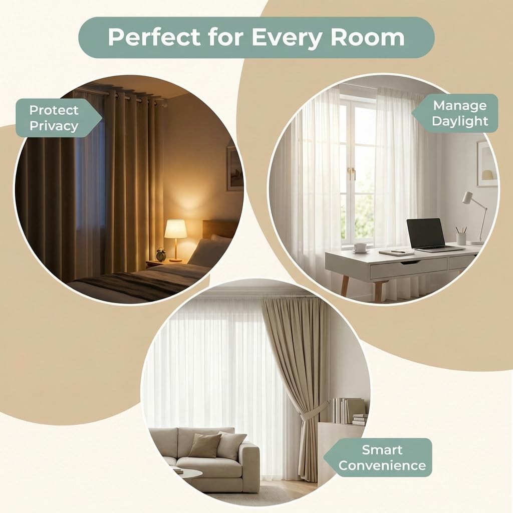 Smart Curtains Opener Bluetooth Device for Home Office – 20W Motor, Rechargeable