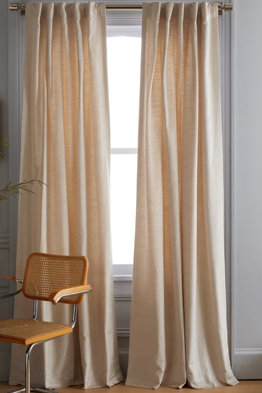 NWOT Quince Curtain Panel Set 2 48” X 10” Luster Velvet Champagne Room Darkening