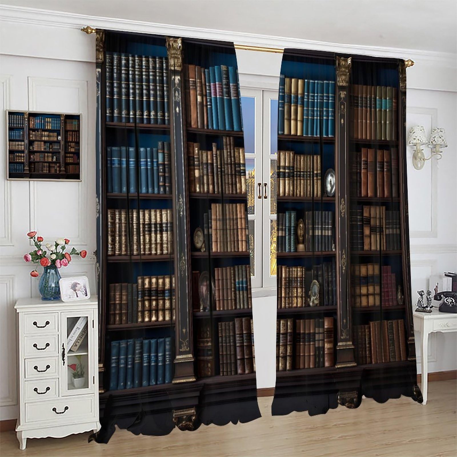 AAVEUP Antique Bookshelf Curtains for 20.5″W x 44.5″L (Pack of 2), Style-5