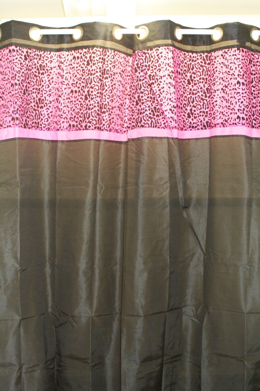 Two (2) Faux Silk Leopard Window Curtain Panel with 8 Grommets Each 54″x84″