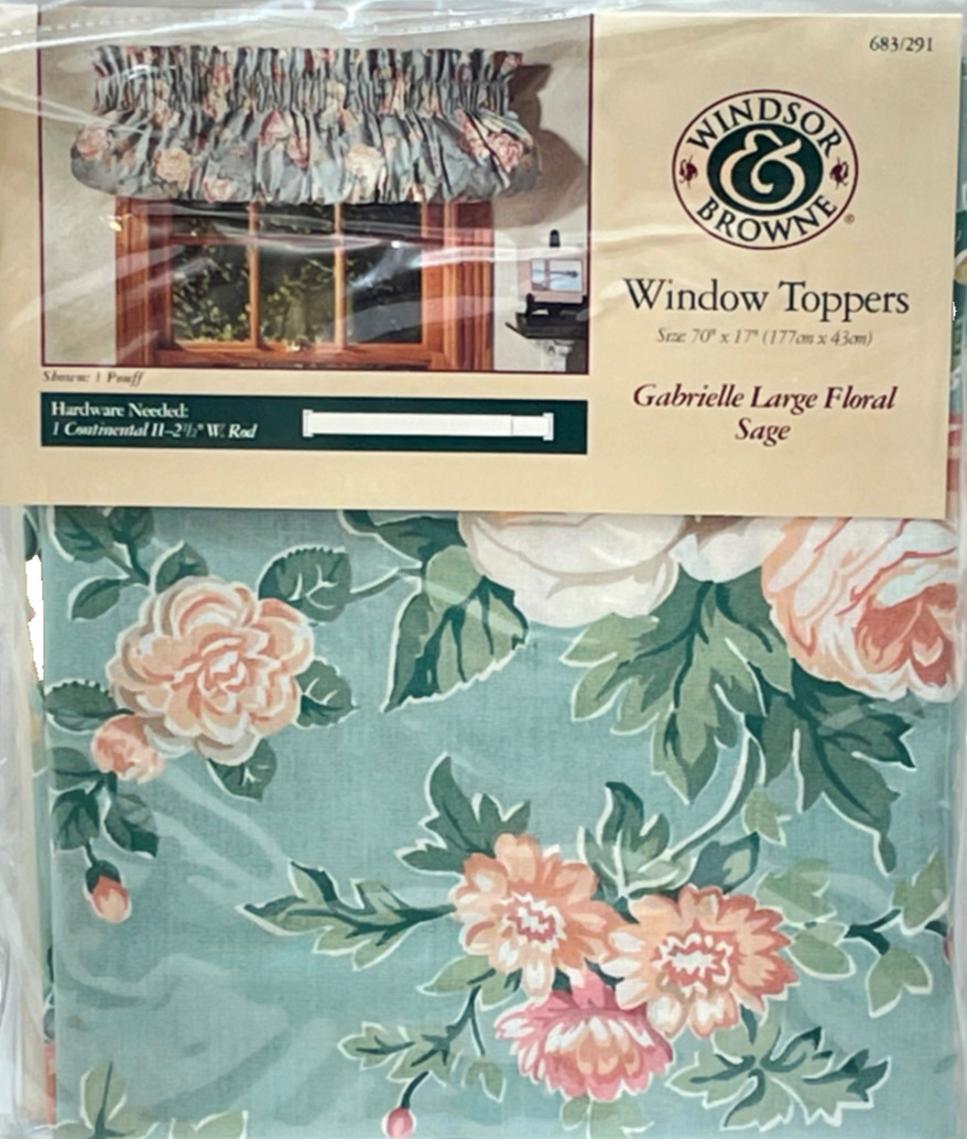 Windsor & Browne Pouff Valance Floral Green Peach Gabrielle 70″ x 17″ VTG 1994