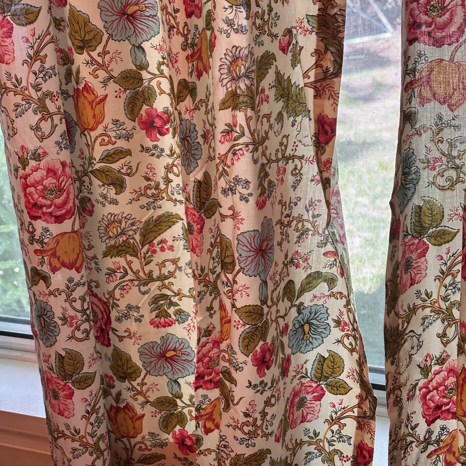 Vintage Spring Maid English Manor Curtains 83Lx22W Set 4 Panels Cottage Pinch Pl
