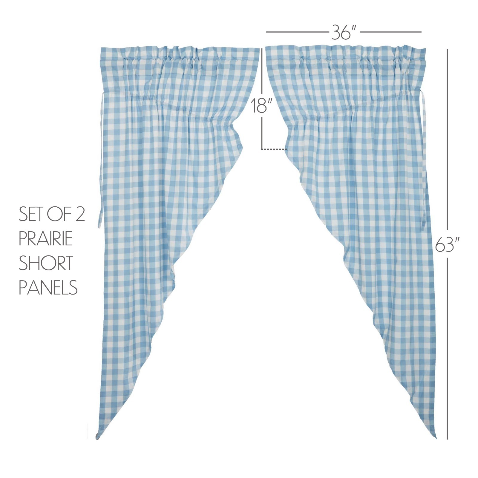 Annie Blue White Check Cotton Lined Country Farmhouse Prairie Curtains