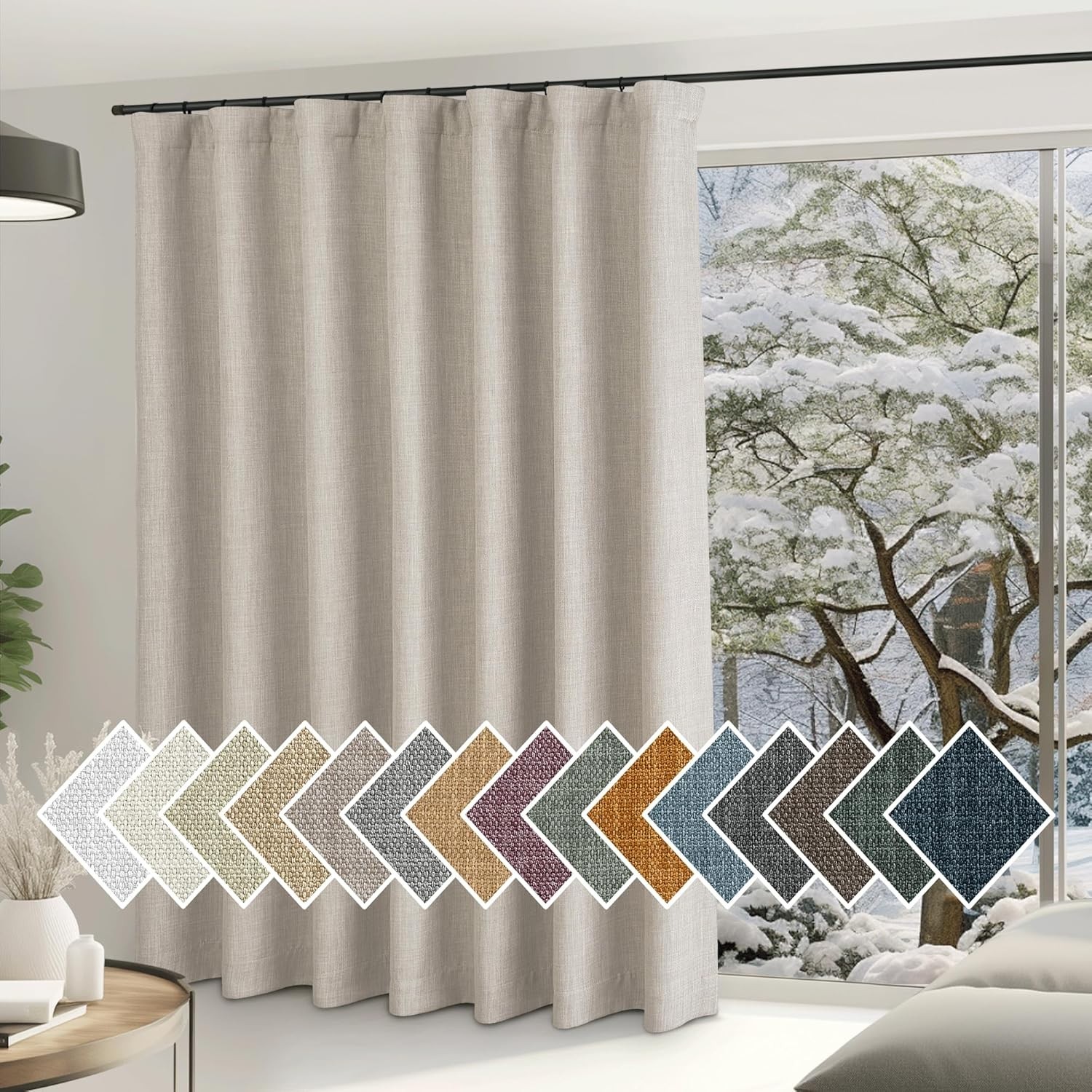 Room Darkening Patio Curtains for Sliding Door, Hook Belt/Rod Pocket/Back Tab