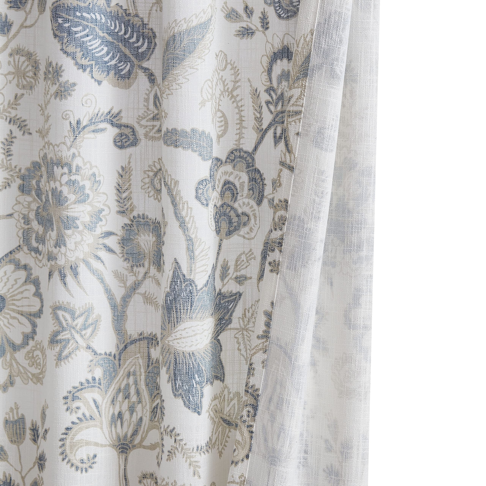 Backtab Rod Pocket Jacobean Floral Semi Sheer Curtains Boho Botanical Leaf Pr…