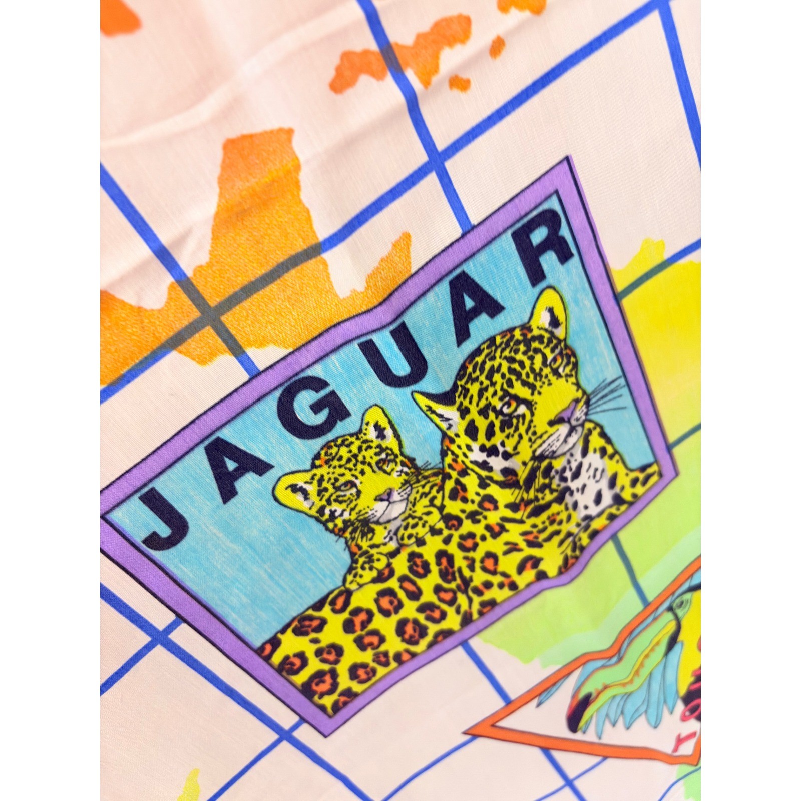 WWF Vintage 90s Rare Animal Map 4 panel Curtain Multi Color Retro Decor Wildlife