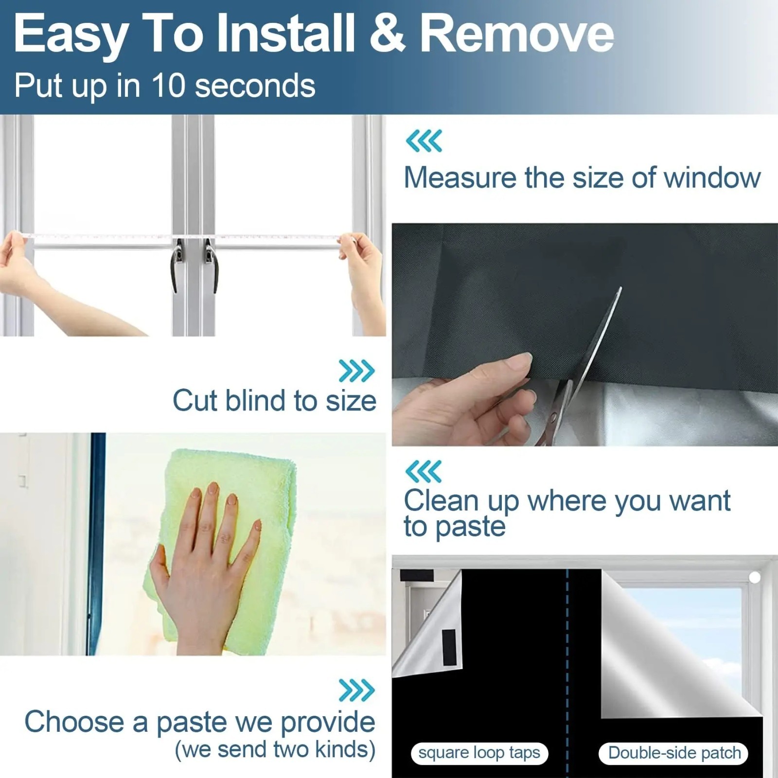 Blackout Privacy Window Film 100% Light Blocking Static Cling No Glue Frosted