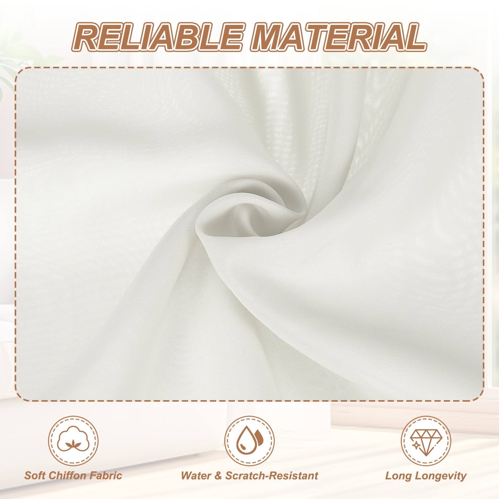 1 Panel Cabinet Curtain, Cream White, 27.5″ W x 51″ l