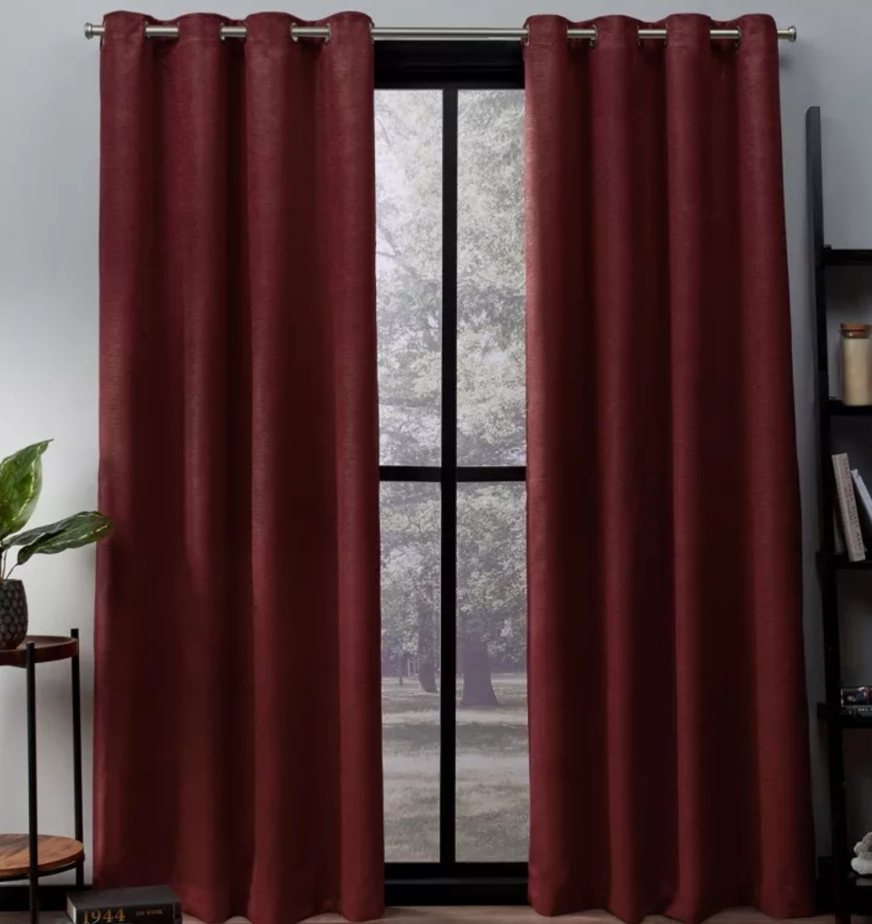 Exclusive Home Oxford Grommet Set Of 2 Panel Curtain Chili Red 52in.x 84in