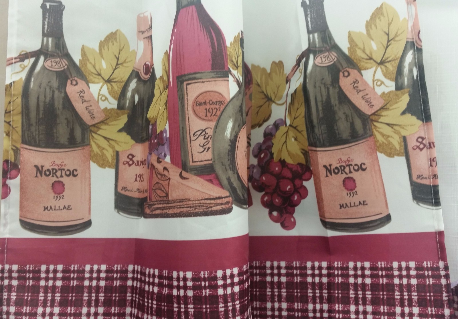 3 Pc Kitchen Curtains Tier & Swag (57″x30″) Set, WINE & GRAPES,CHARDONNAY, Achim