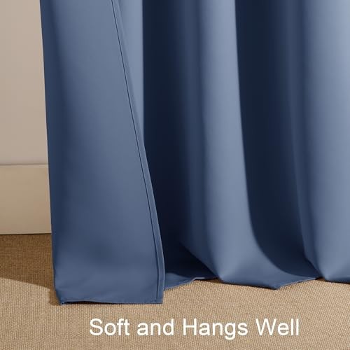 Blackout Window Curtains – Drapes Rod Pocket 42″W x 45″L (Pack of 2) Blue Haze