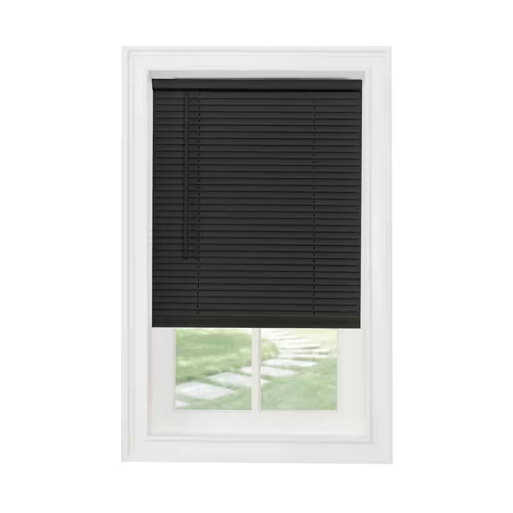 GII Morningstar Black Cordless Light Filtering Vinyl Mini Blind with 1 In. Slats