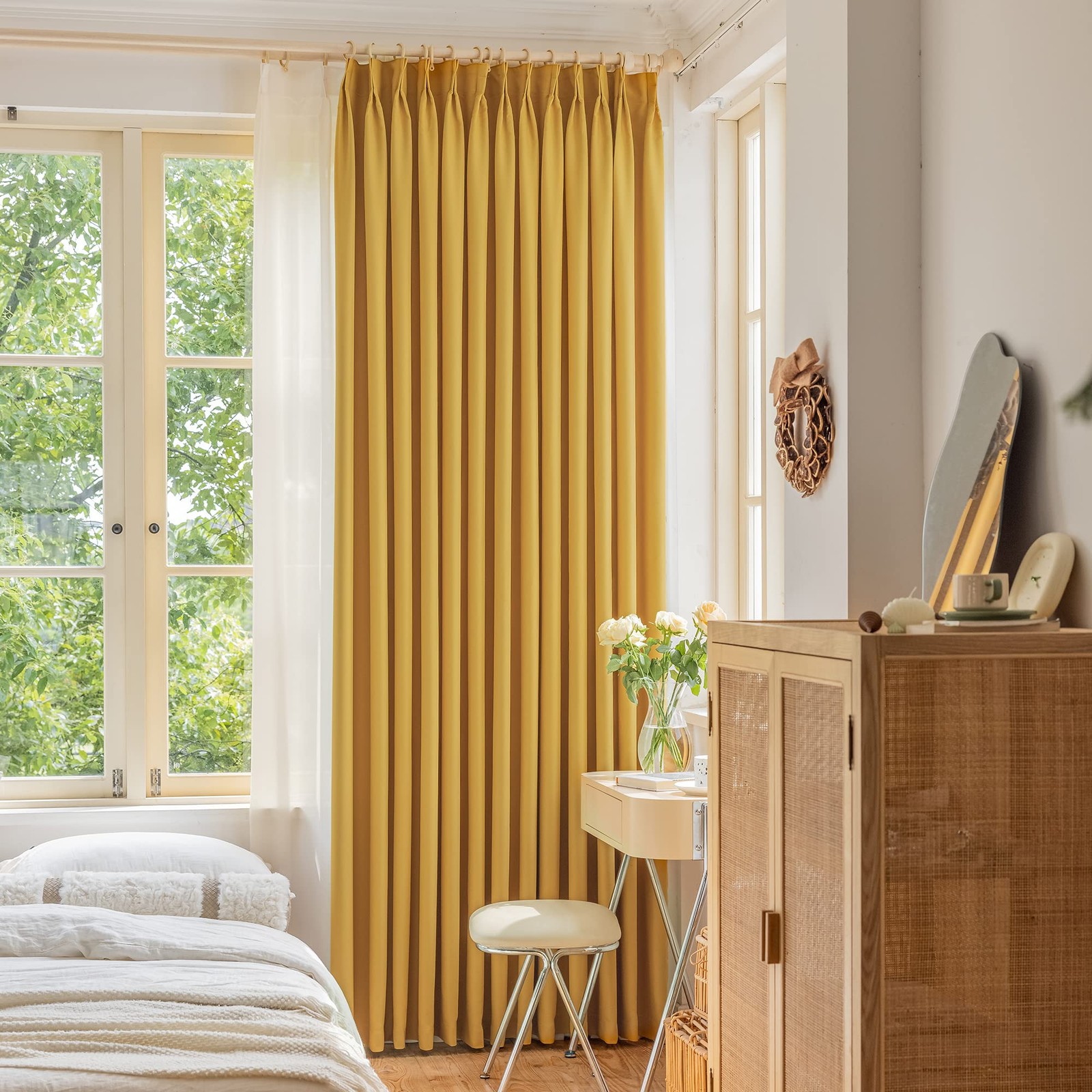 Oyring Pinch Pleated Curtain 52W X 96L Room Darkening Pleated Drape Hooks