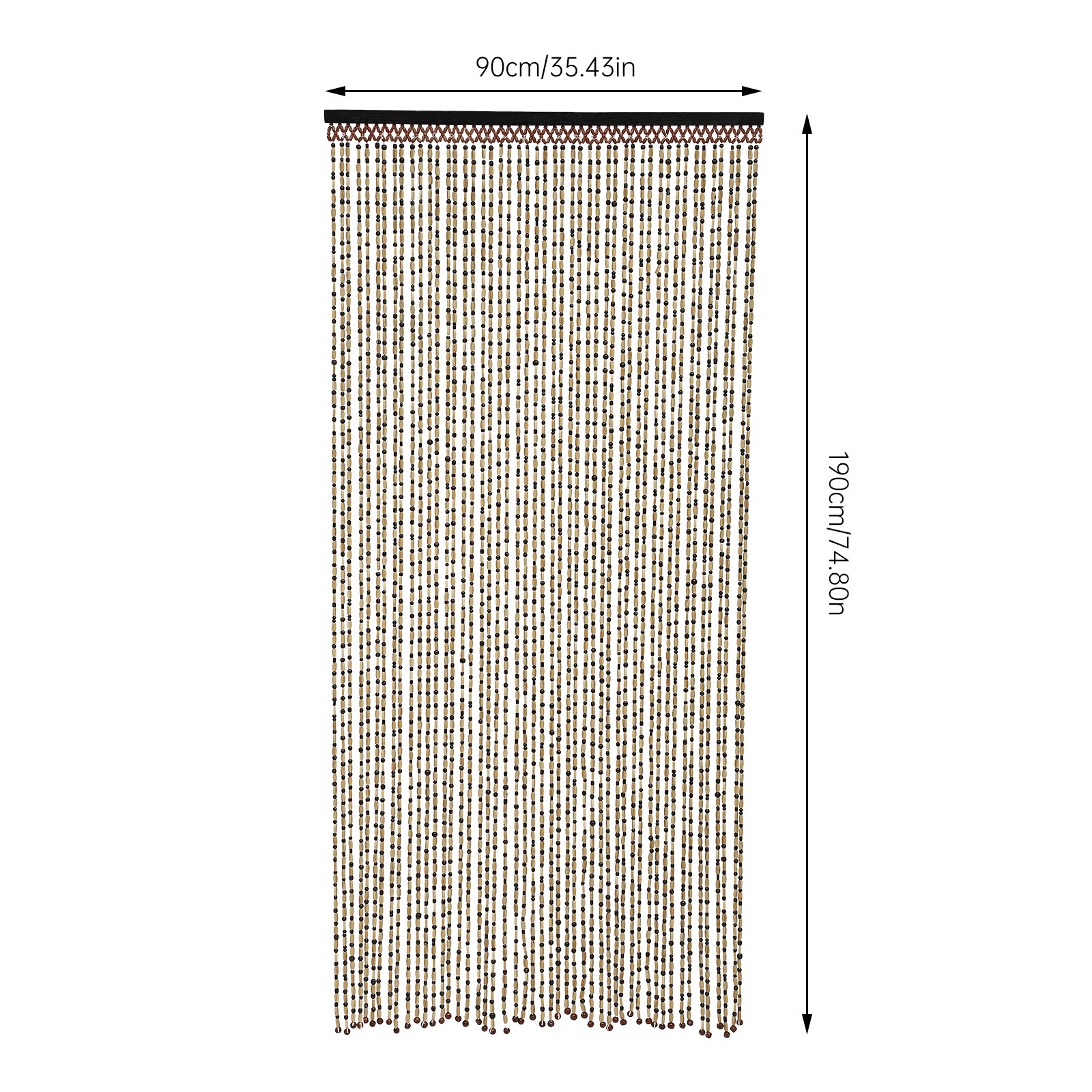 74.8 Inch Boho Natural Wood and Bamboo Beaded Curtain for Doorway Room Divider