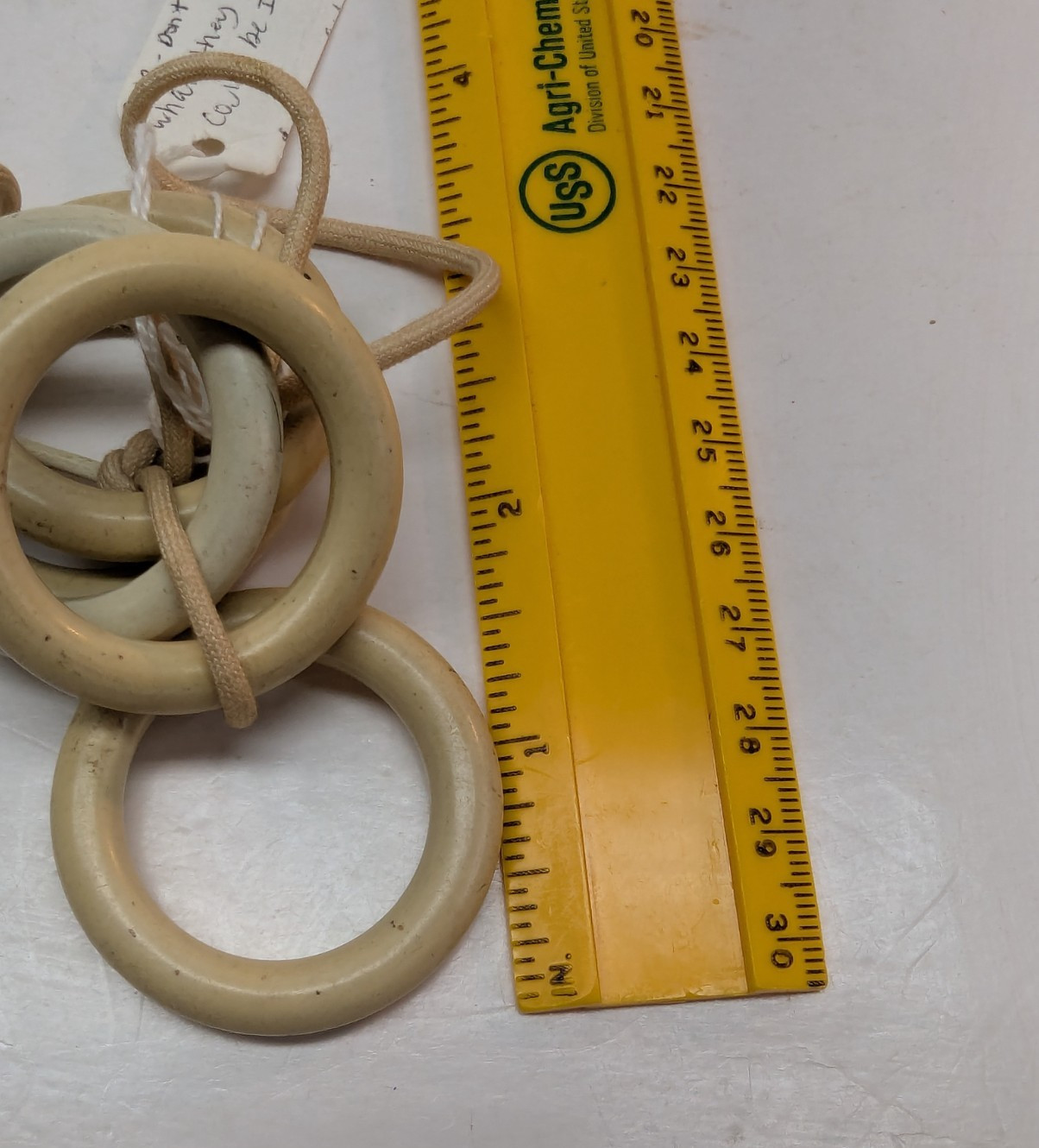 LOT OF 5 Natural Unfinished Curtain Rod Pole Rings Ivory-Like 1.75 Inch