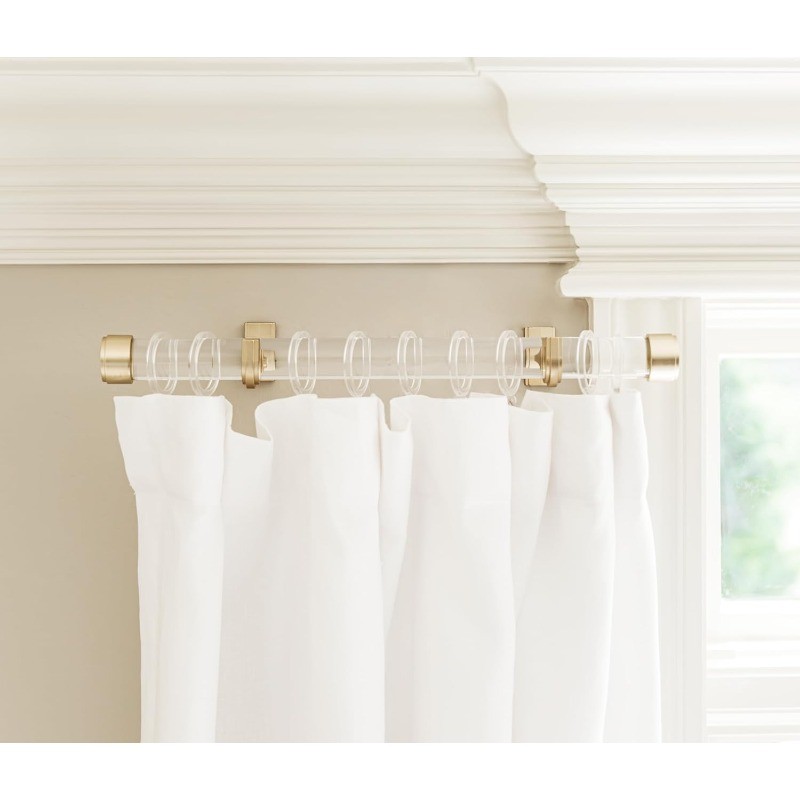 Luxury 17″ Custom Clear Acrylic Side Mount Curtain Rods – 1 1/4″ Large Diameter