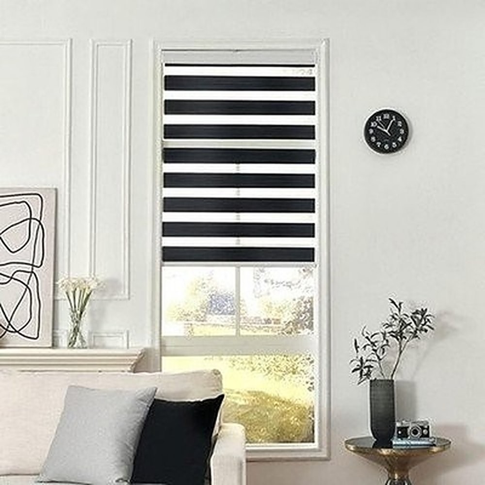 Joydeco Cordless Zebra Blinds for Windows, Dual Layer Free-Stop Zebra #R03