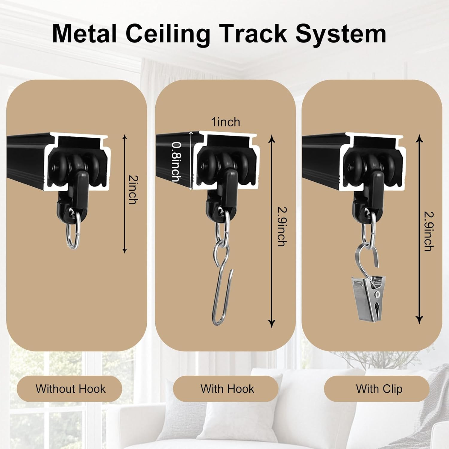 Ceiling Curtain Track, Heavy Duty Curtain Tracks System for Room Divider, Wall M