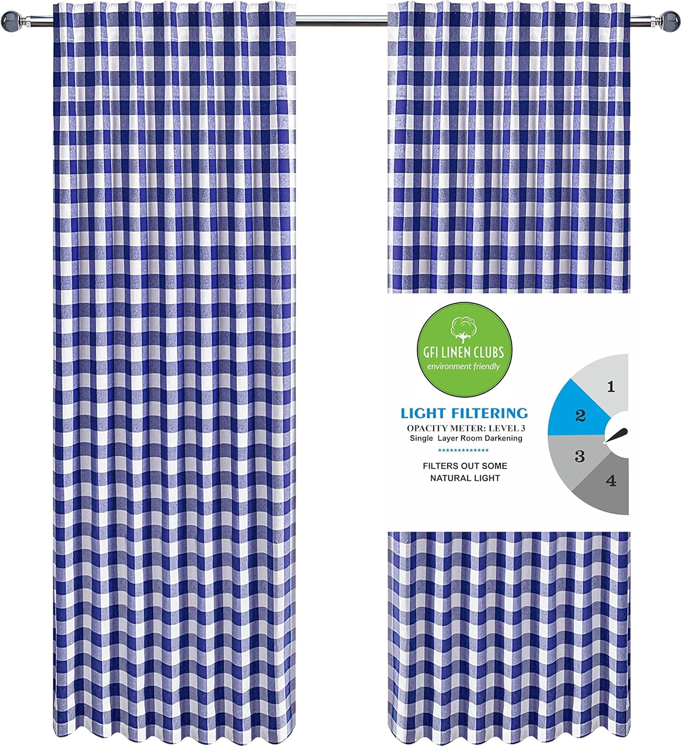 Rod Pocket Curtains 96 Inches Long,Bedroom Curtains 96 Inches Long,Buffalo Check