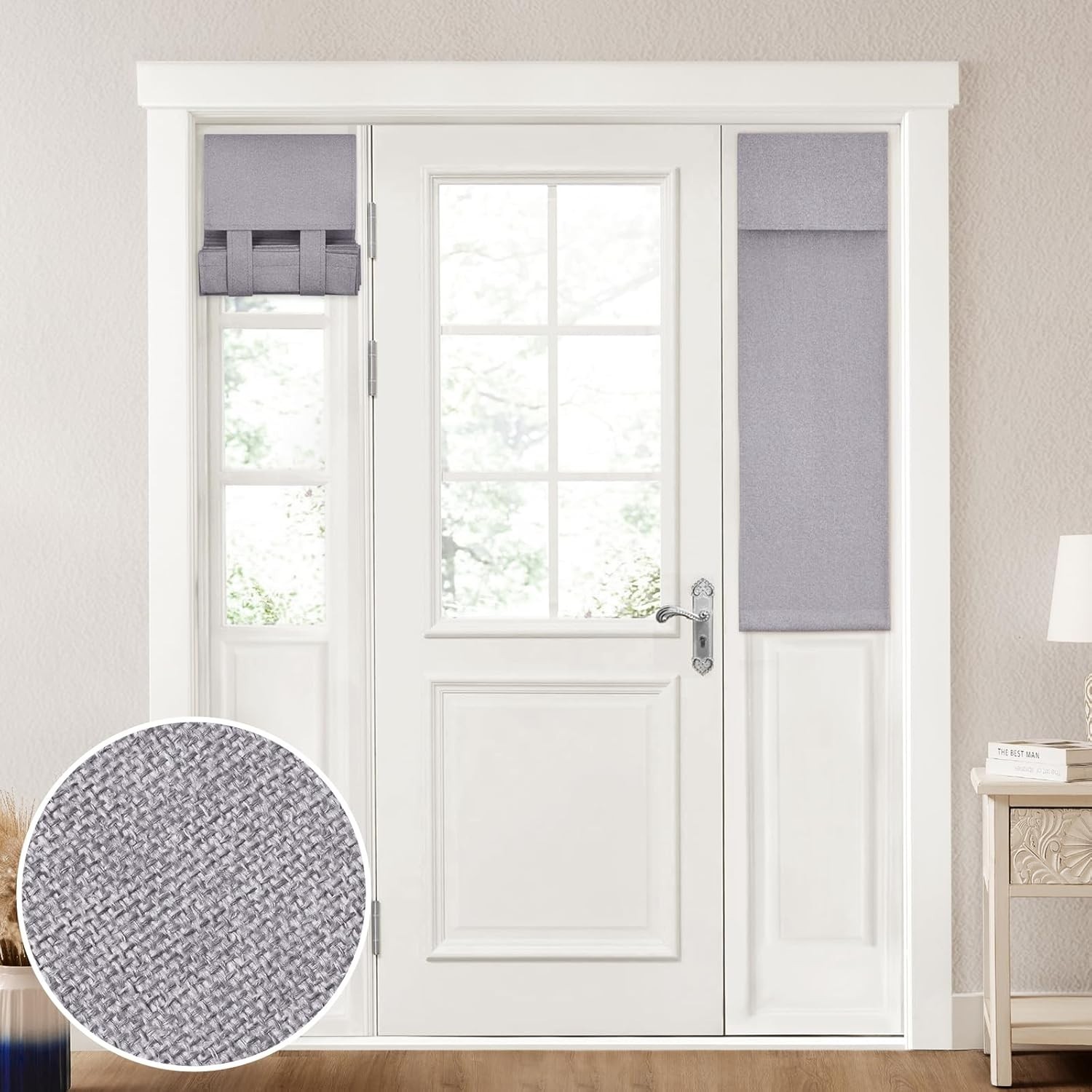 100% Linen Blackout Sidelight Curtains for Front Door, Side Door Window Curta…