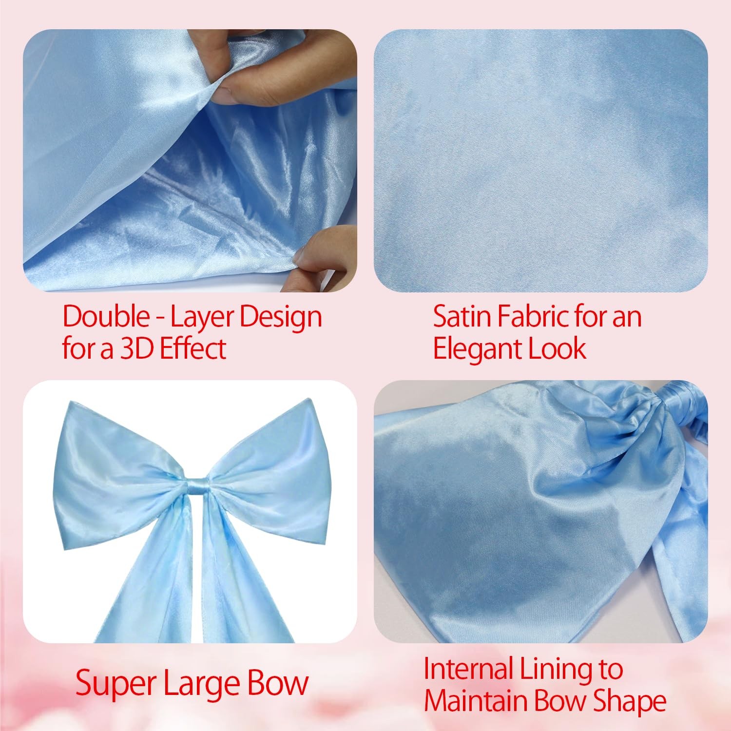 24×36 Inch Large Bow Decor Giant Satin Blue For Room Wall Coquette Birthday