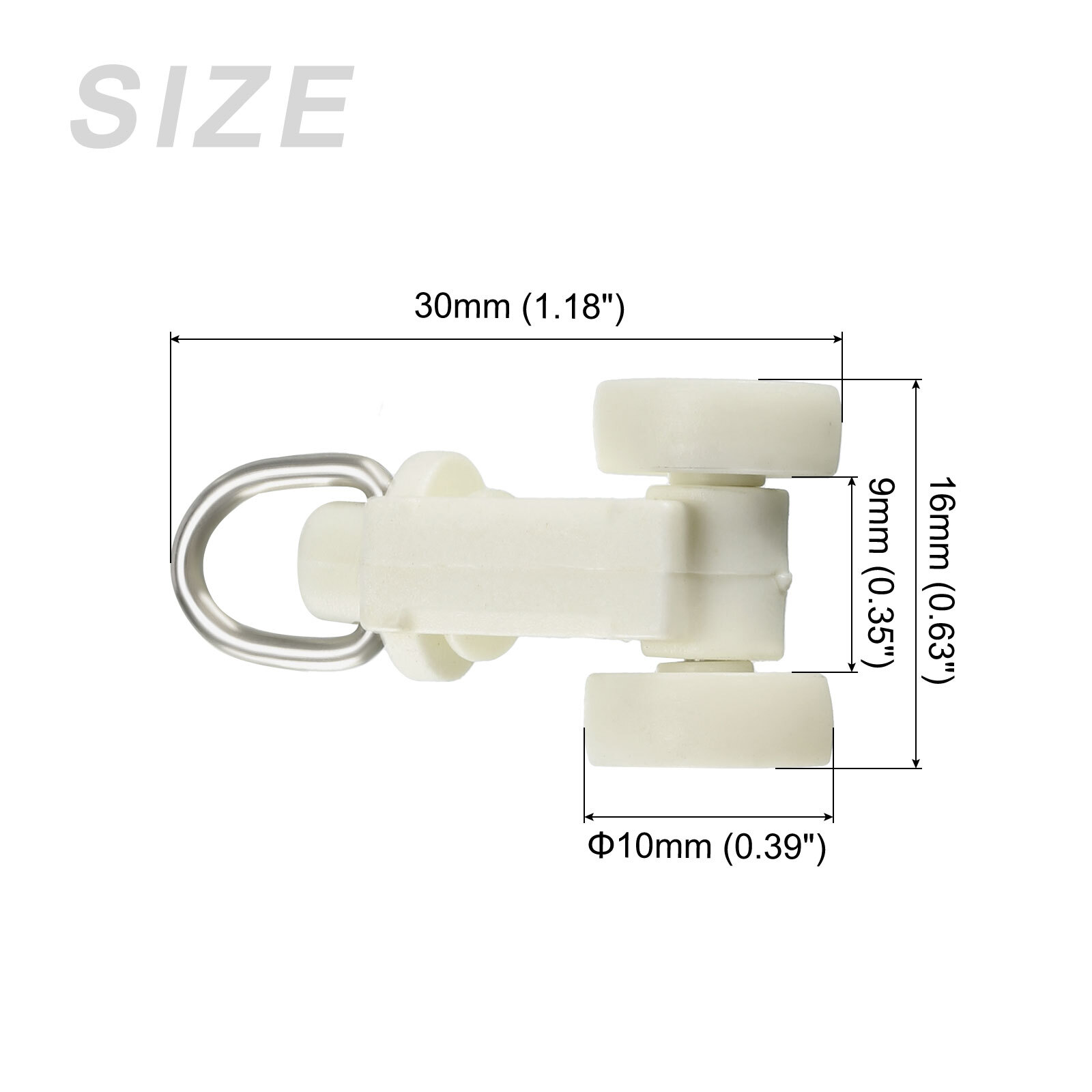 50Pcs Curtain Track Rollers 10mm 0.39″ Plastic Twin Wheeled Carriers