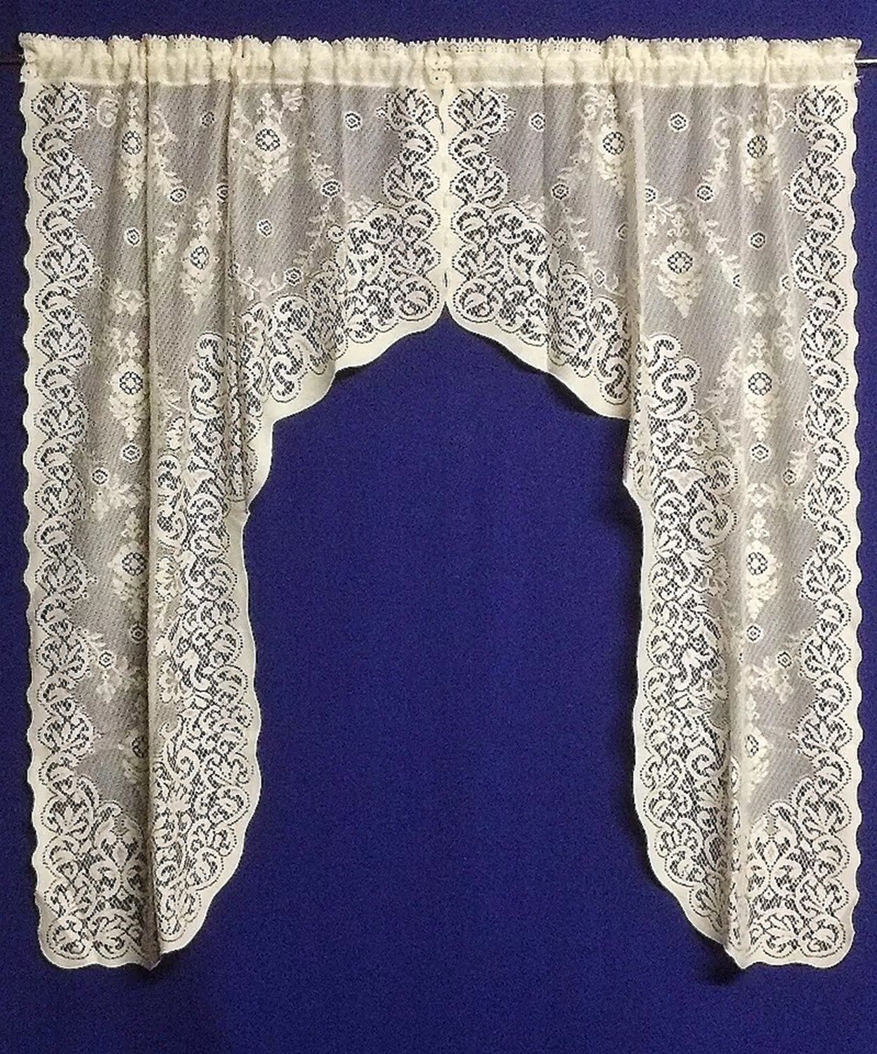 Ivory Windsor Cotton Blend Window Swag 62″w x 54″ or Insert Valance Livingroom