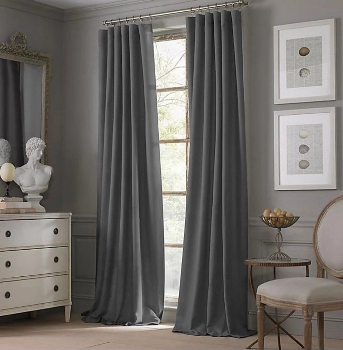 Valeron Estate Cotton Linen Curtain Window Panels (84-Inch) -Charcoal