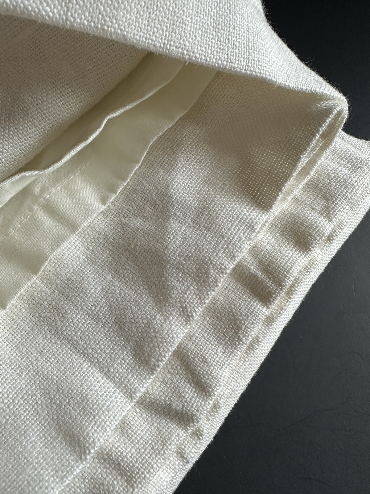 Single Restoration Hardware Belgian Textured Linen Curtain 96×48 White Lined