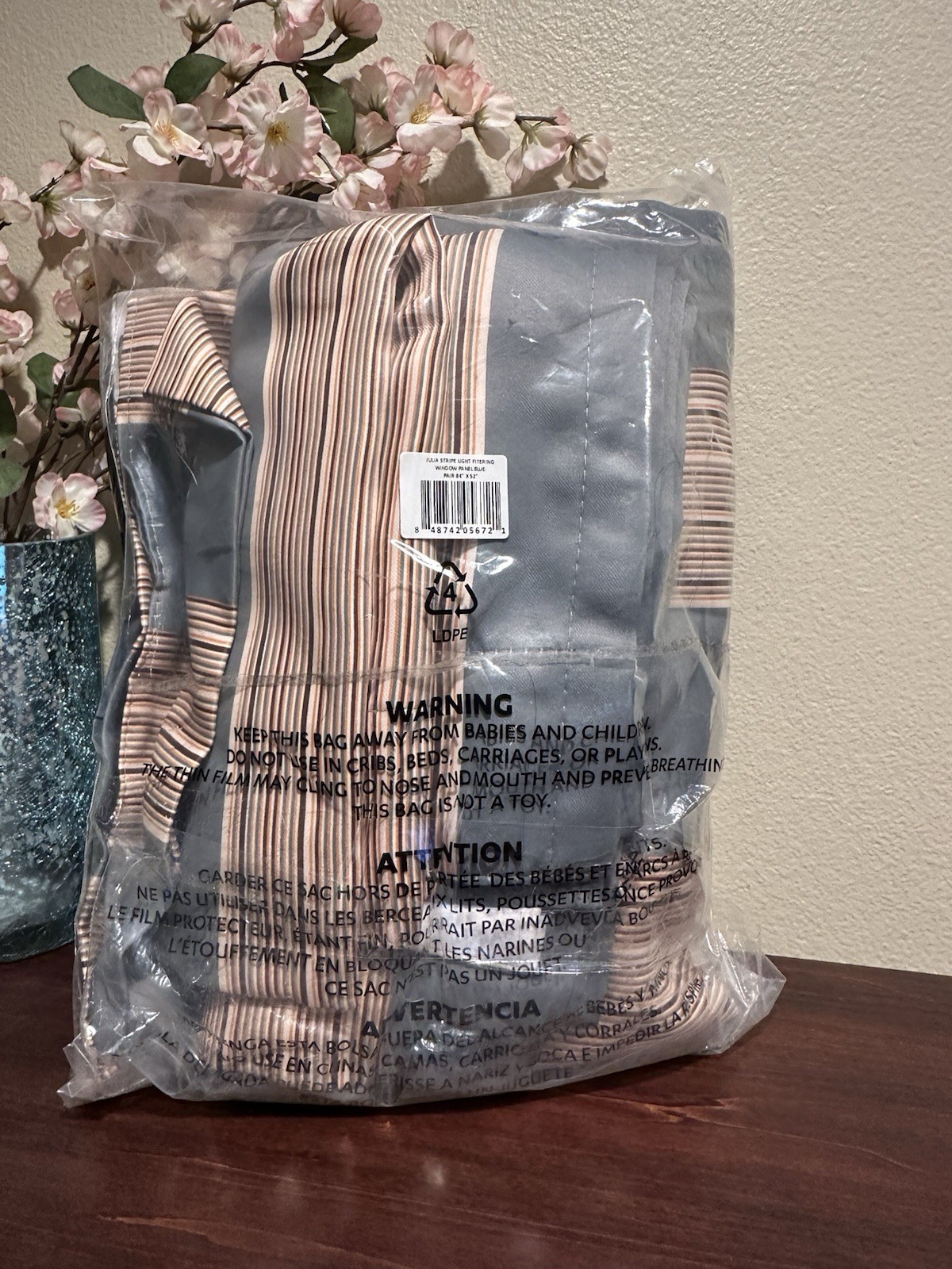 Lush Decor Julia Stripe light filtering rod pocket curtain panels 52 x 84in