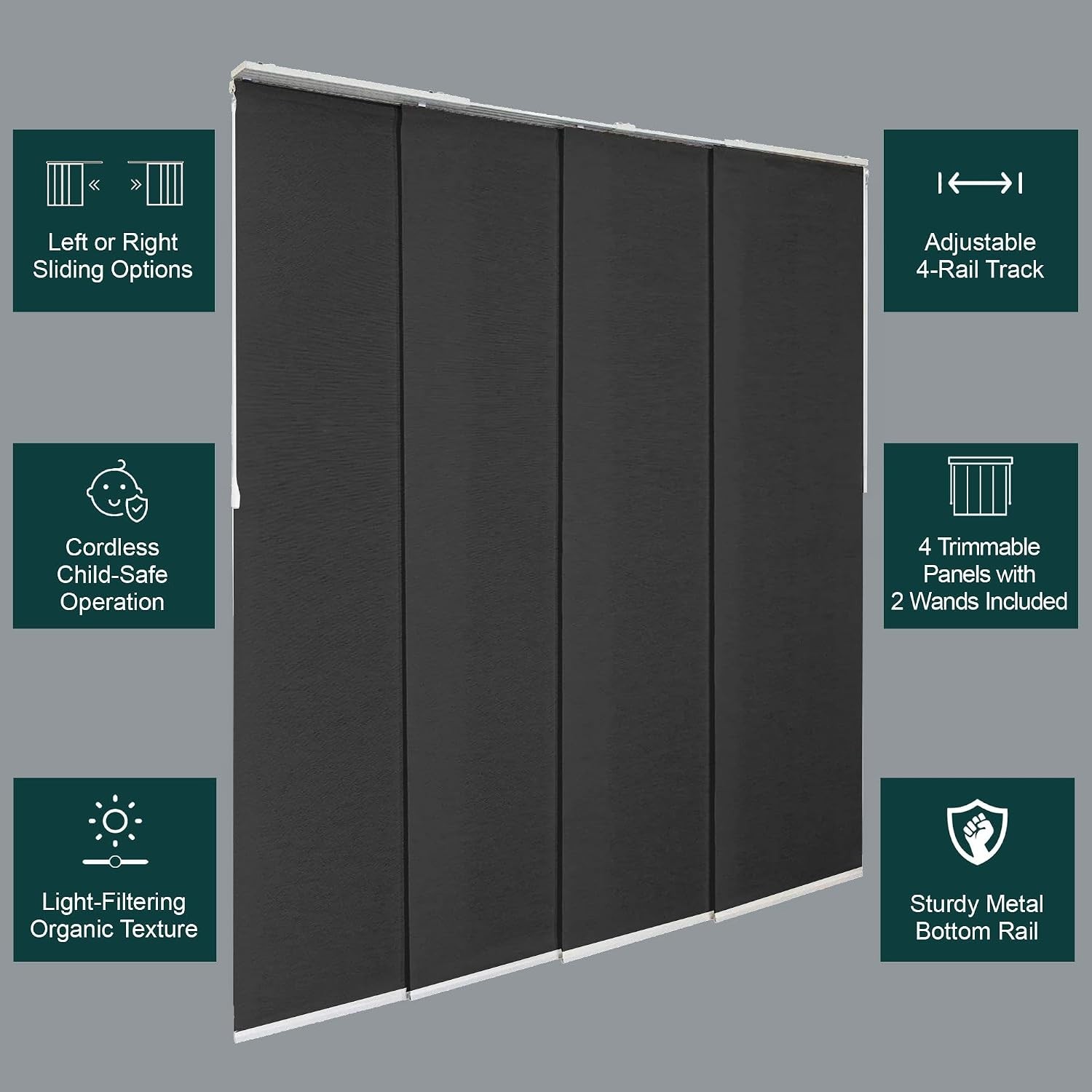 Panel Track Blinds Sliding Glass Door Adjustable Track Patio Entry Large Windows
