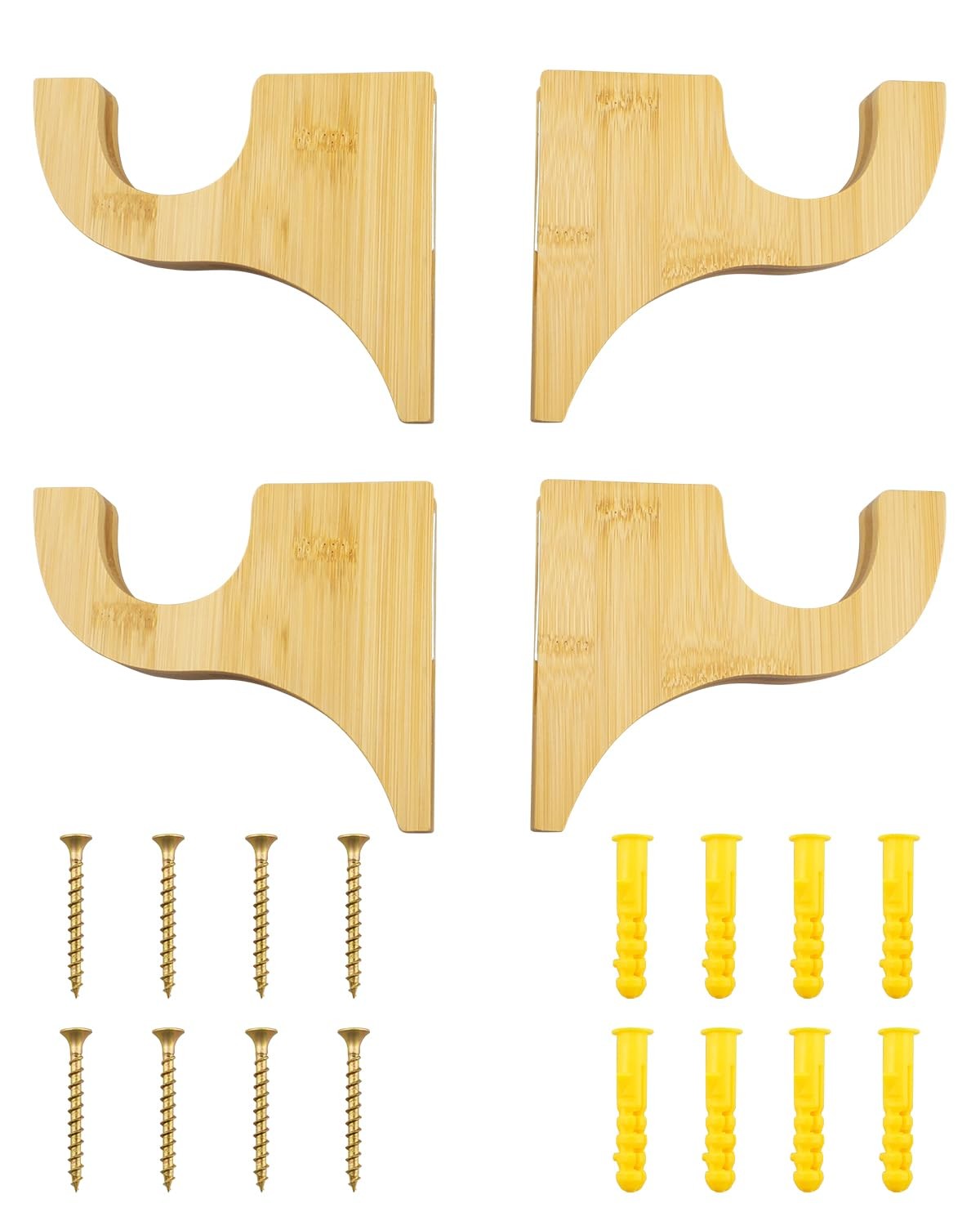 4 PCS 31/2 Inch Wooden Curtain Rod Holders Rotating Brackets Fits 2 Inch