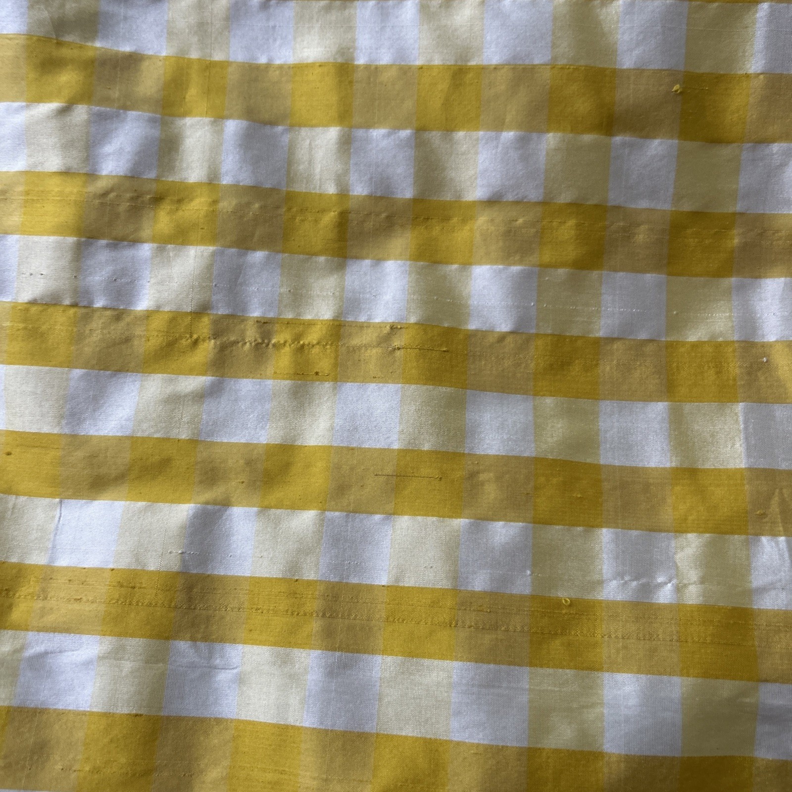 Pair Decorator Custom Made Striped Check Silk Taffeta Tassel Trim Lined