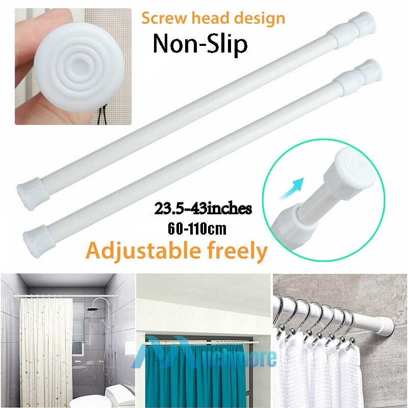 2X Tension Curtain Rod Spring Load Adjustable 23-43in Curtain Pole Expandable US