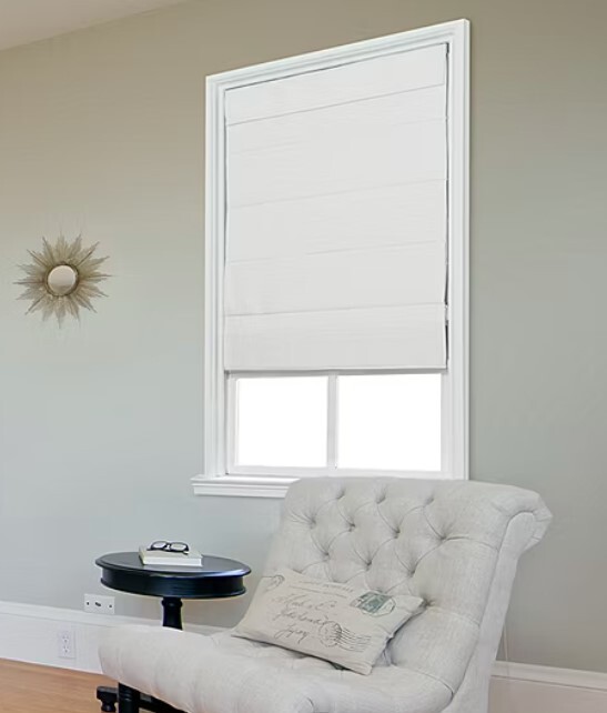 Quinn Cordless Light-Filtering Roman Shade – White, Various Sizes