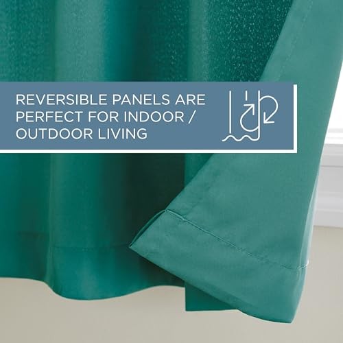 Cabana Solid Heavyweight Indoor Outdoor Curtains, 54″W x 96″L (Pack of 2) Teal
