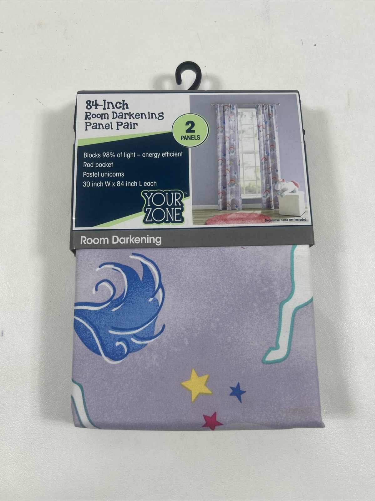 Unicorn Your Zone 84-Inch Room Darkening Panel Pair (2 Panels) New with Tags
