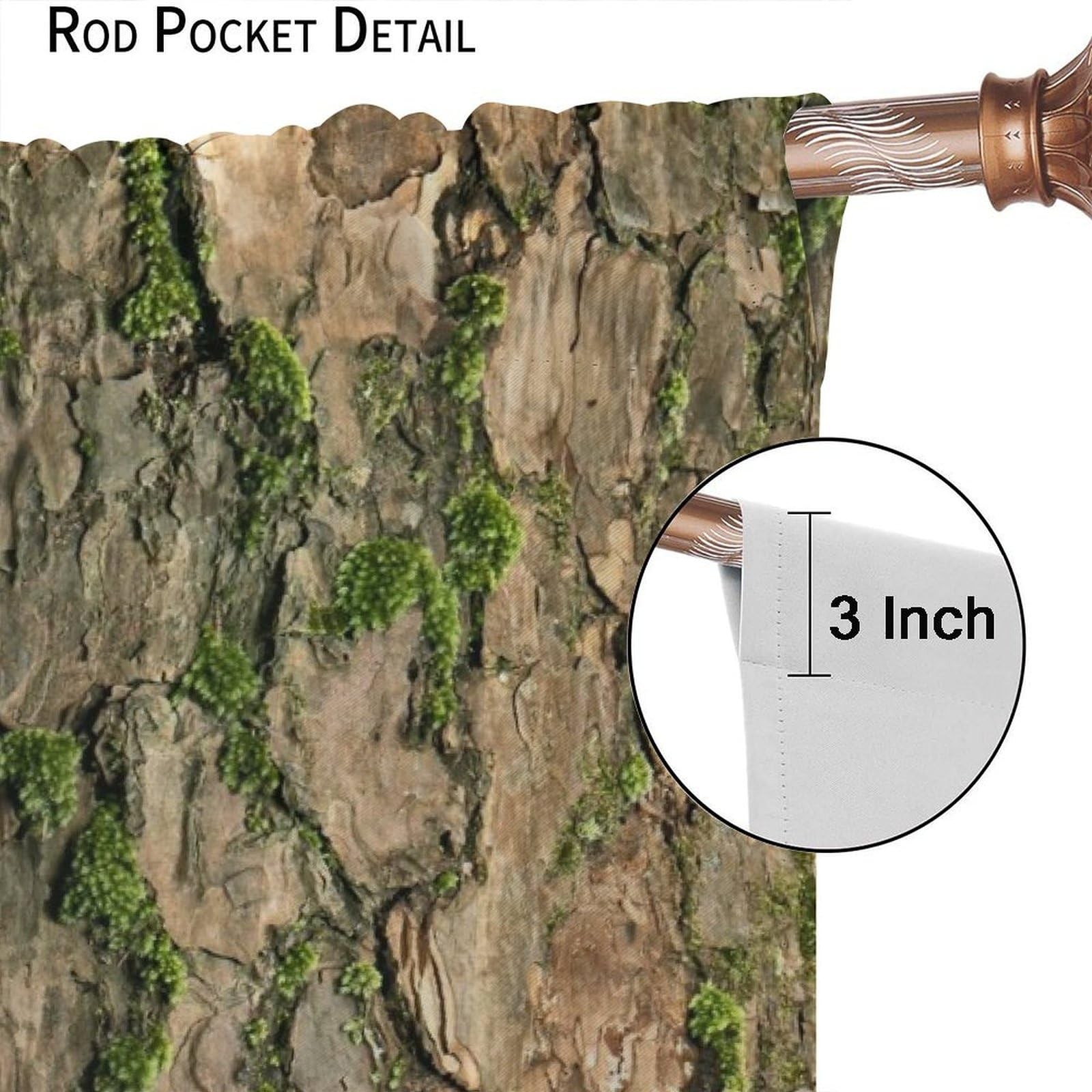 Brown Tree Bark Curtains Green Natural Plant Moss Rustic Country Old Trunk Wo…