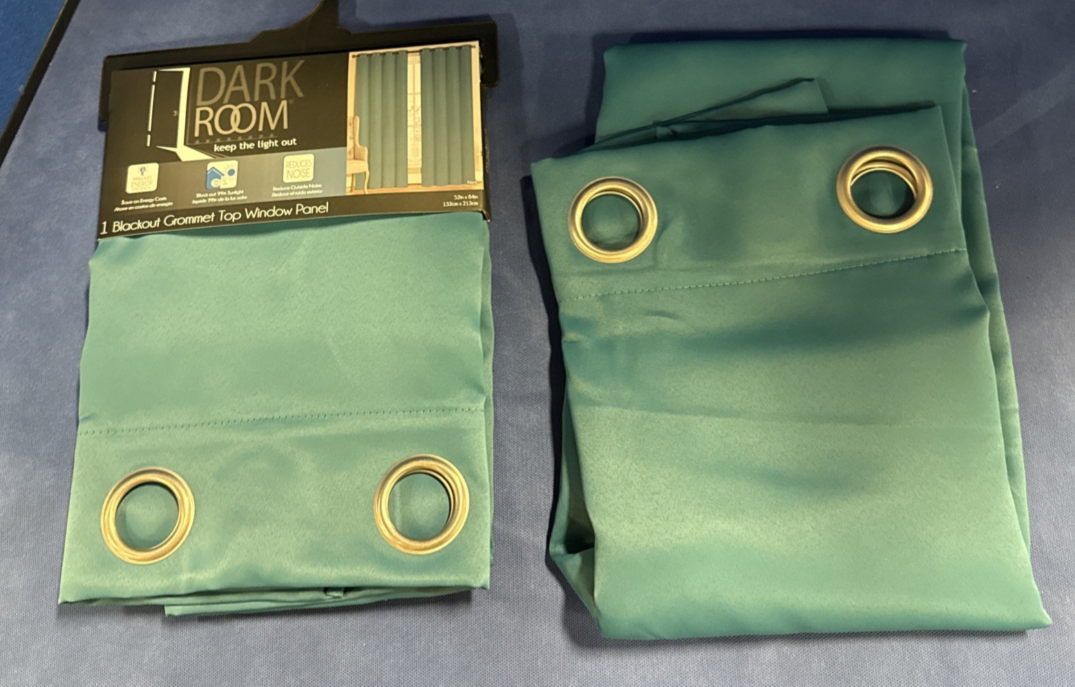(2) Dark Room Blackout Grommet Top Window Panel Curtains 52″ x 84″, Teal Color