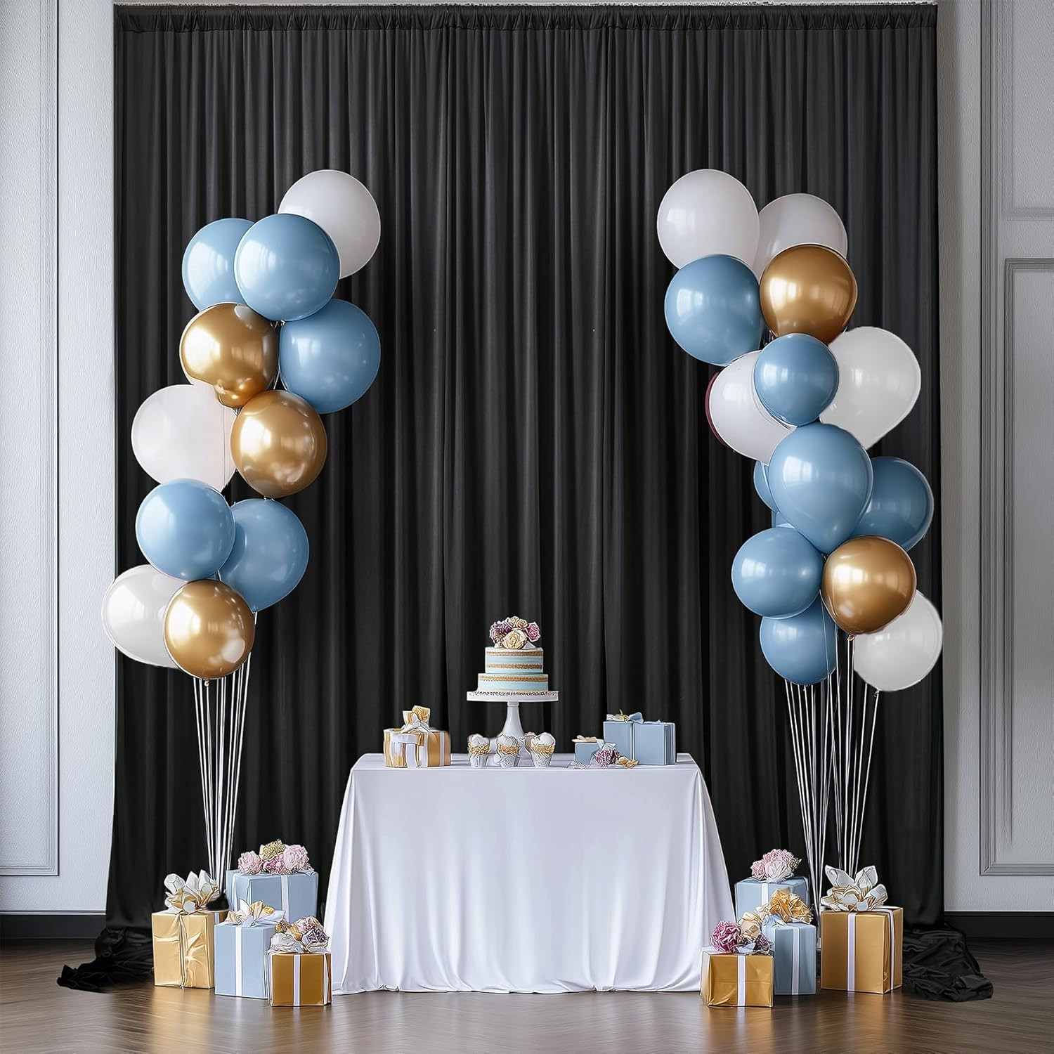 10ft x 20ft Black Ceiling Drapes for Weddings, Parties & Events – 2 Panels