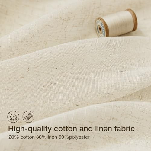 Linen Curtains for Living Room 54 Inch Length 2 52″W x 54″L (Pack of 2) Natural