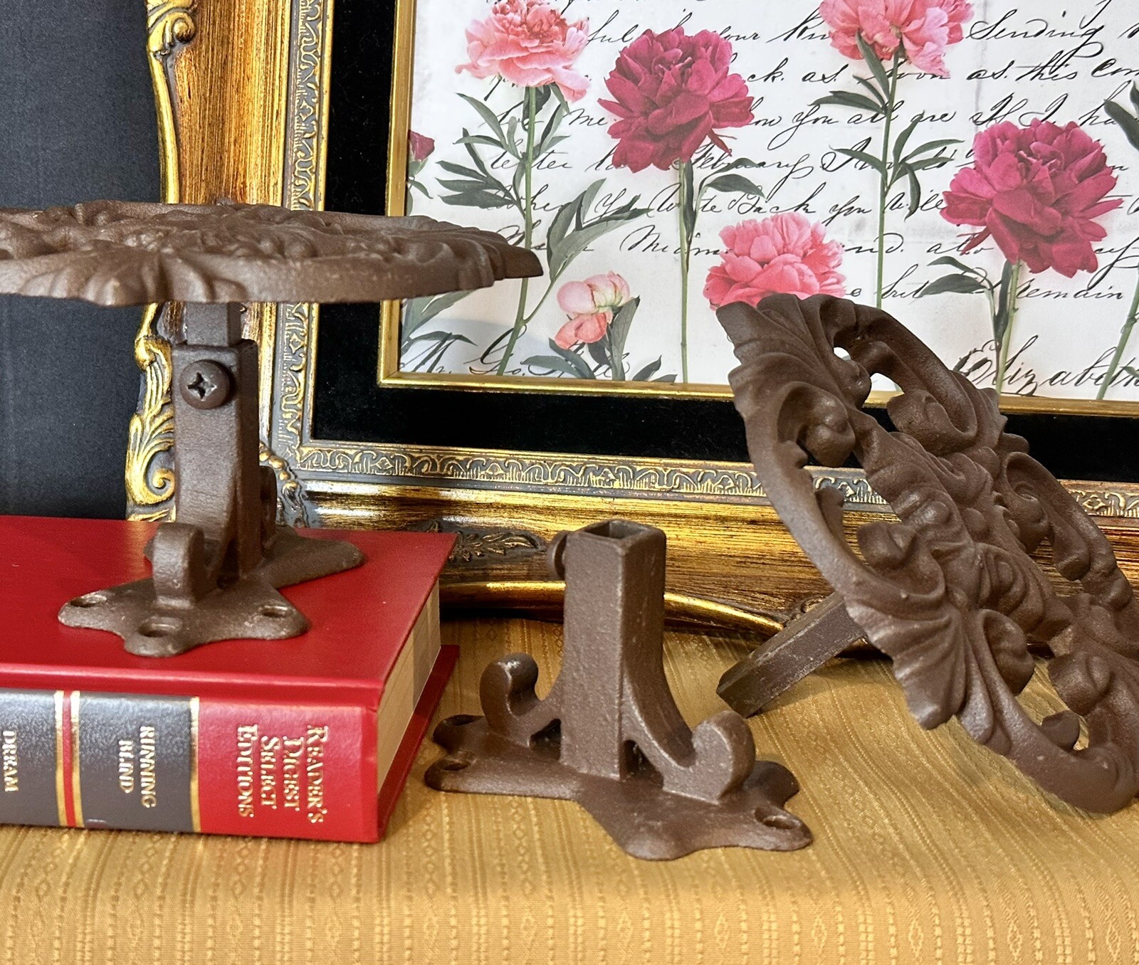 2 Large Drapery Medallion Cast Iron Curtain Tieback Holdbacks Vintage Heavy 6.5″