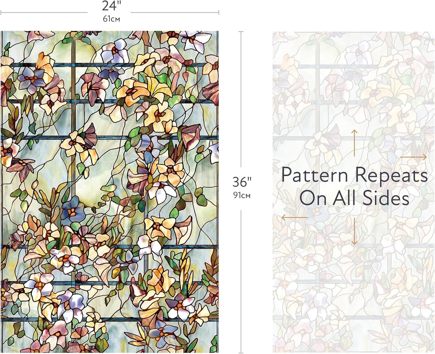 Trellis | Privacy Window Film with Vibrant Colored Pattern | Non-Adhesive & U…
