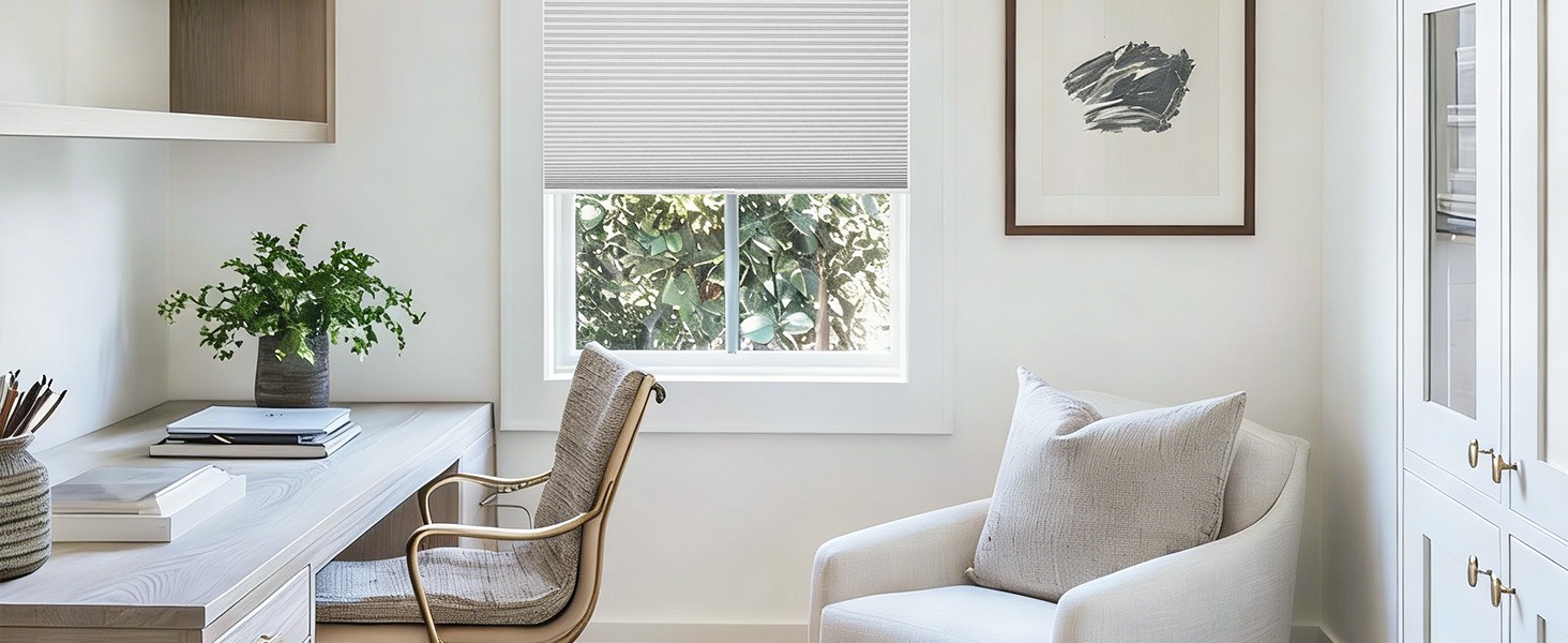 No Tools No Drill Window Blinds for Indoor Windows, Blackout Shades Cellular