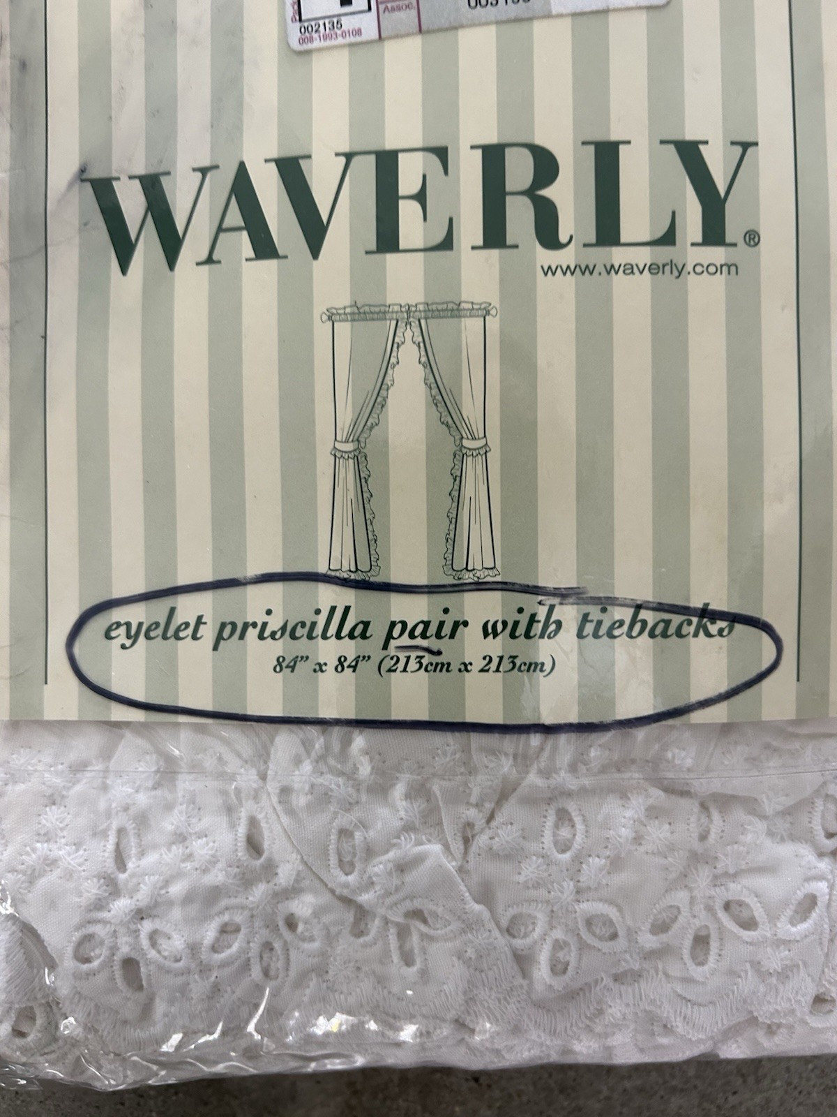 Waverly Ruffled Original Priscilla Curtains Ruffle White Eyelet 84” X 84” Pair