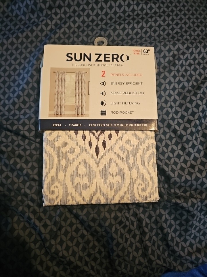 Sun Zero Mineral Blue Waffle Design Keeta Thermal Lined 2 Panel Pair, 36″x63″