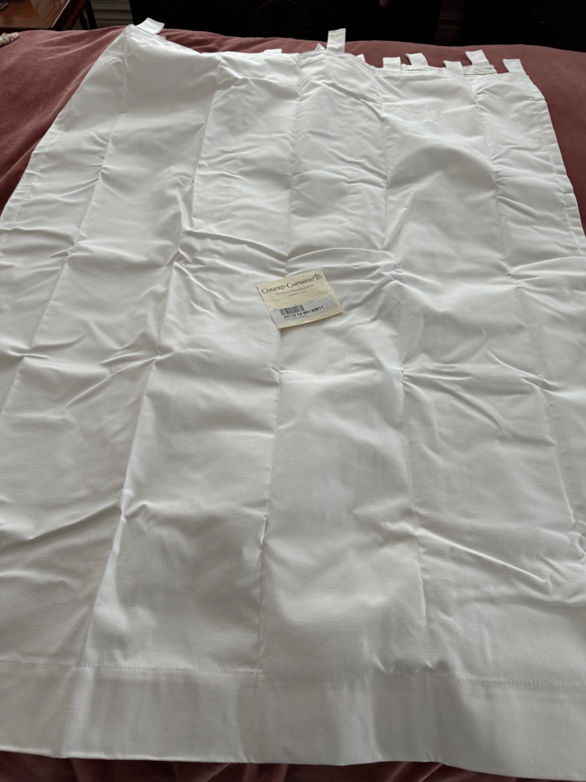New ONE PAIR/SET Country Curtains Brand Tab Top Lined Drapes White 41×54 (x2)