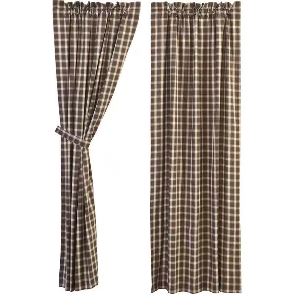 Rory Brown Creme Cotton 40 In. W X 84 In. L Light Filtering Curtain Double Panel