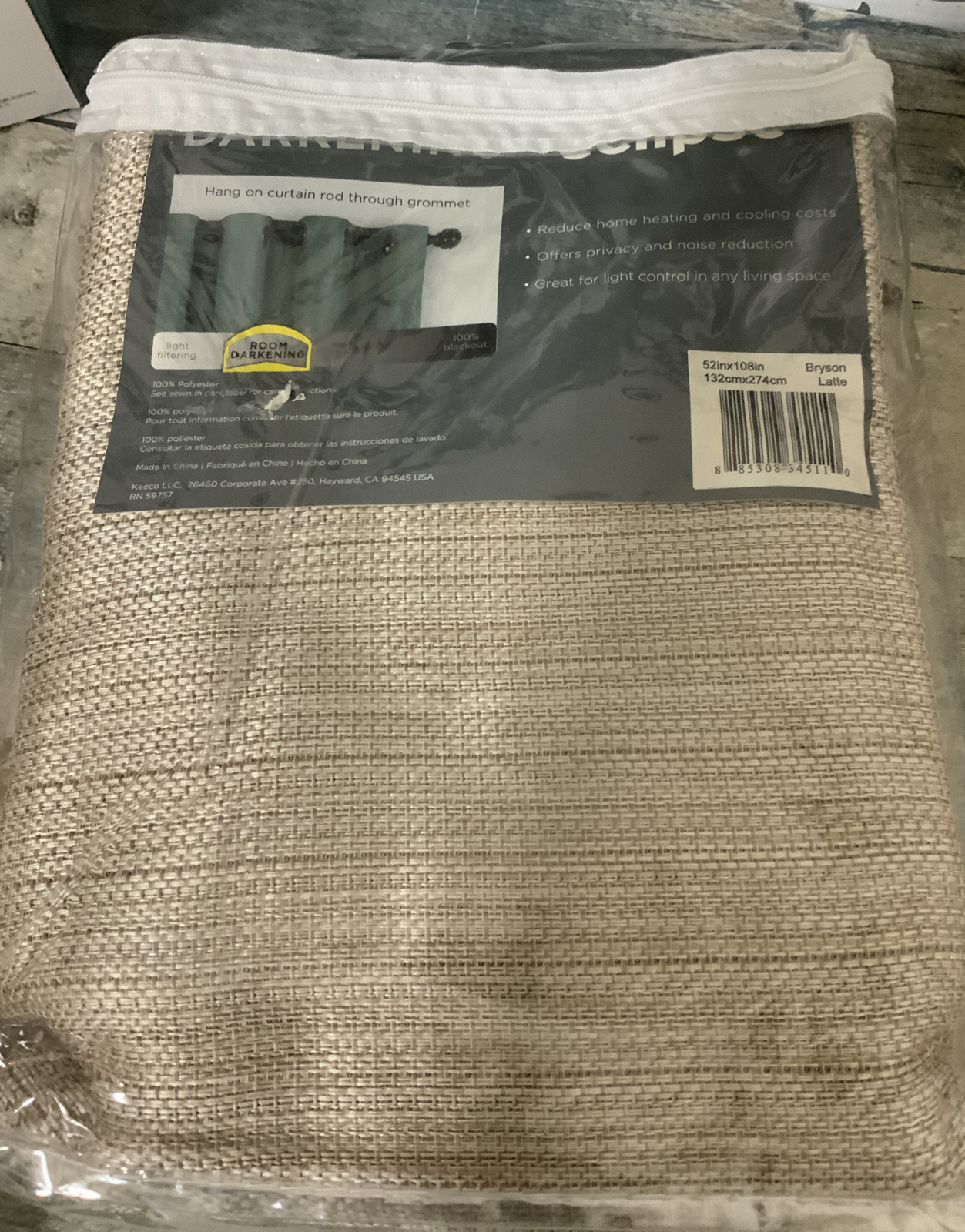 ⚡️Eclipse Bryson Room Darkening Grommet Window Curtain Panel Latte (52×108)