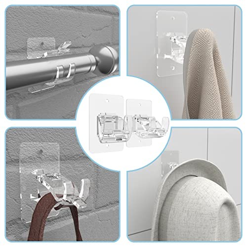 CIEMGNZOC 8PCS No Drill Curtain Brackets, Nail Free 8 Pcs Transparent